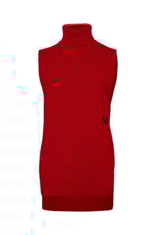 Pull cape en laine sans manches - Rouge