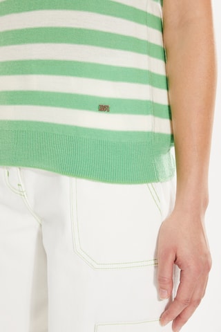 Pull en laine - Vert anis et blanc
