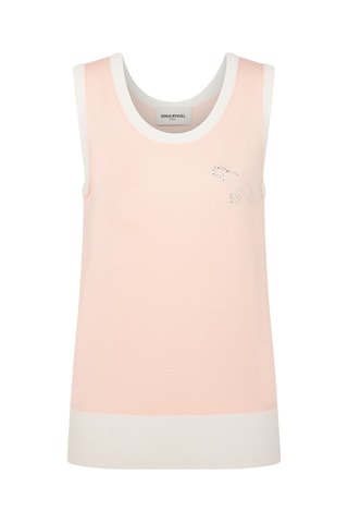 Pull sans manches en mérinos et laine - Saumon