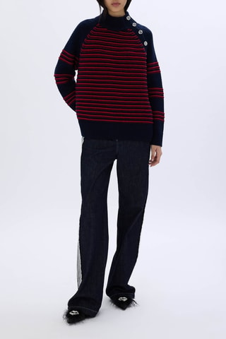 Pull en mérinos -Bleu marine