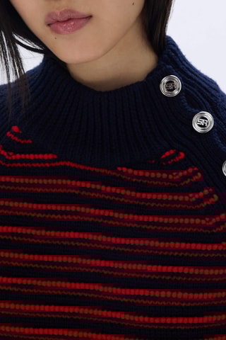 Pull en mérinos -Bleu marine