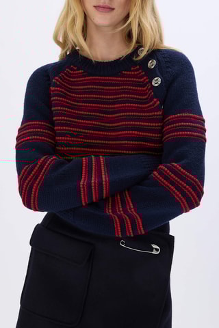 Pull en mérinos -Bleu marine