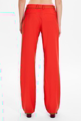 Pantalon droit en laine - Corail