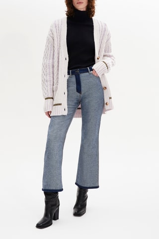 Cardigan en alpaga et laine - Lilas et écru