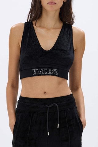 Crop top en velours -Noir