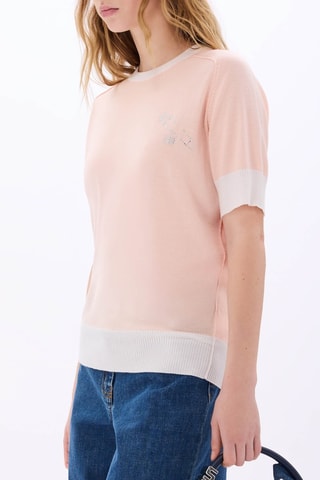 Top en mérinos et soie - Saumon