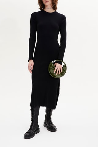 Abito midi in lana merino - Nero