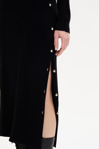 Abito midi in lana merino - Nero