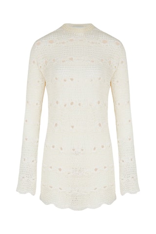 Robe courte - Blanc et écru