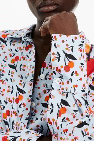 Chemise en soie - Ciel et orange