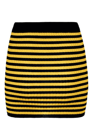 Minijupe en laine - Moutarde et noir
