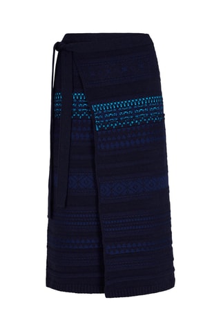 Jupe portefeuille en laine - Noir et bleu