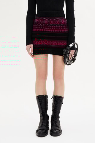 Minijupe en laine - Noir et fuchsia