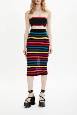 Jupe tube en mérinos - Multicolore