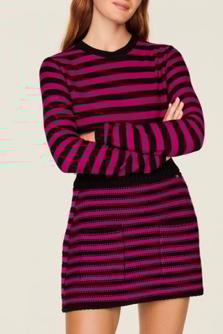 Minijupe en laine - Noir et fuchsia