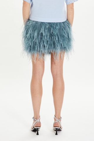 Jupe droite en plumes d’autruche - Bleu-gris