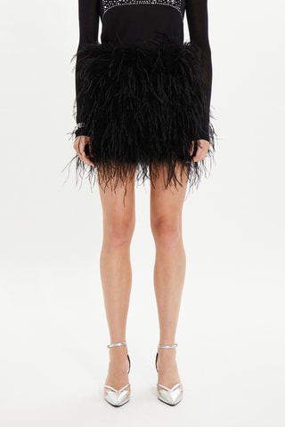 Jupe droite en plumes d’autruche - Noir