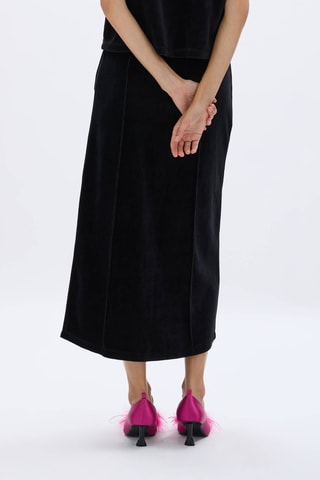 Jupe droite en velours - Noir