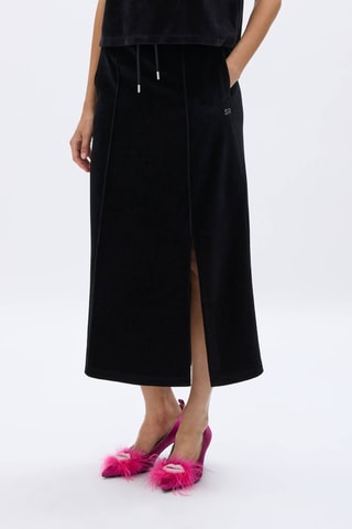 Jupe droite en velours - Noir