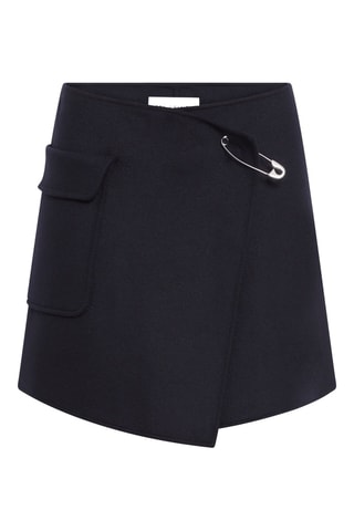 Jupe portefeuille en laine - Bleu marine