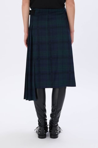 Jupe droite en laine - Bleu marine