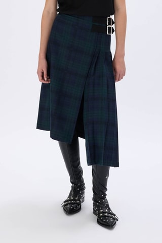 Jupe droite en laine - Bleu marine