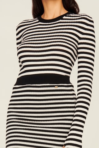 Jupe droite taille haute en laine - Noir et blanc