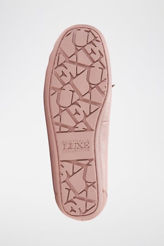 Chaussures bateau fourrées en cuir de mouton et cuir de buffle Rose