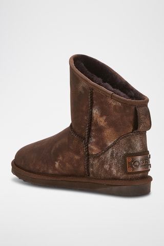 Bottines fourr&#xE9;es en cuir de mouton - Marron fonc&#xE9; 