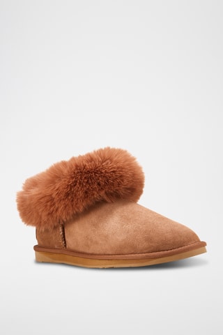 Bottines fourr&#xE9;es en cuir de mouton - Camel