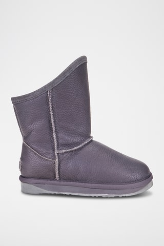 Bottines fourrées en cuir de mouton - Gris foncé