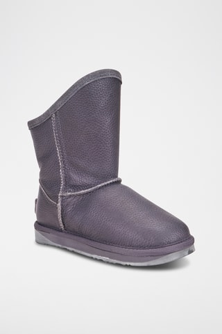 Bottines fourrées en cuir de mouton - Gris foncé