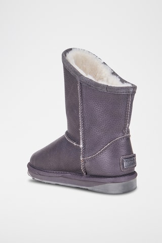 Bottines fourrées en cuir de mouton - Gris foncé