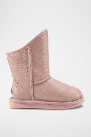 Bottines fourrées en cuir de mouton - Rose poudré