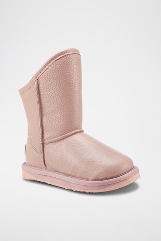 Bottines fourrées en cuir de mouton - Rose poudré