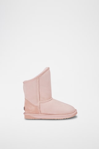 Bottines fourrées en cuir de mouton nubuck - Rose poudré
