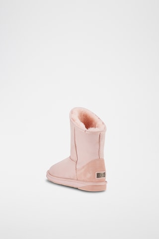 Bottines fourrées en cuir de mouton nubuck - Rose poudré