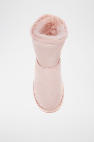 Bottines fourrées en cuir de mouton nubuck - Rose poudré