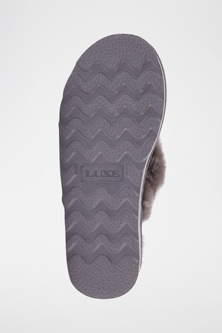 Mules fourrées en cuir de mouton nubuck - Gris