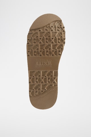 Pantoufles fourrées en cuir de mouton nubuck - Marron clair