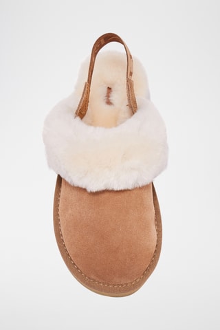 Mules fourrées en cuir de mouton - Beige