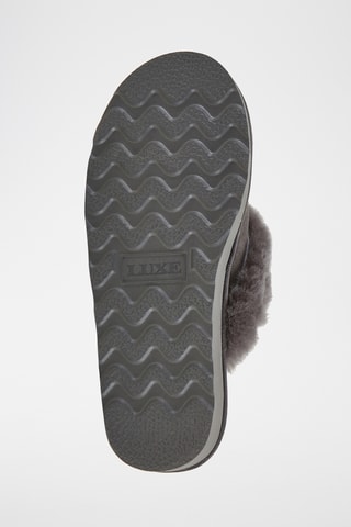 Mules fourr&#xE9;es en cuir de mouton - Gris fonc&#xE9;
