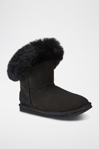 Bottines fourr&#xE9;es en cuir de mouton - Noir