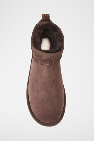 Bottines fourr&#xE9;es en cuir de mouton - Marron