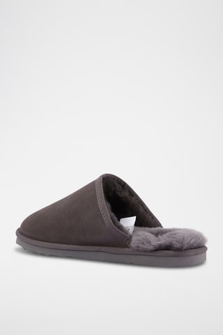 Mules fourrées en cuir de mouton - Gris