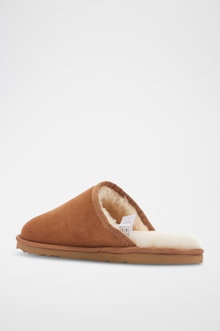 Mules fourrées en cuir de mouton - Camel