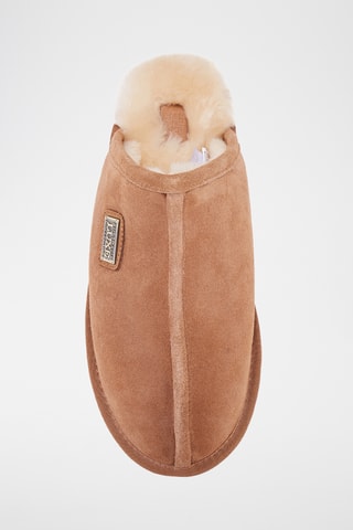 Mules fourrées en cuir de mouton - Camel