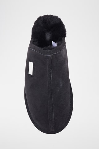 Mules fourrées en cuir de mouton - Noir