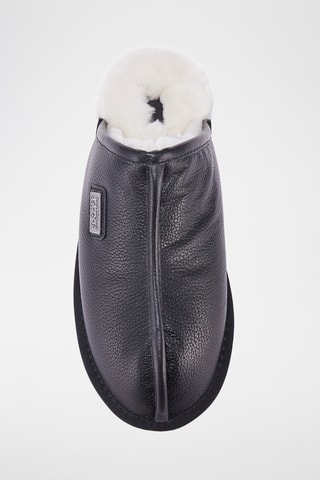 Mules fourrées en cuir de mouton - Noir