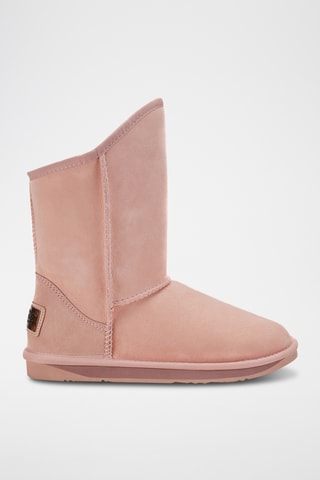 Bottes fourr&#xE9;es en cuir de mouton nubuck - Rose